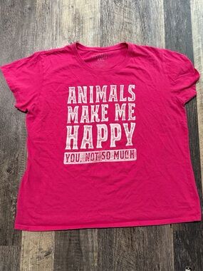Animals Make Me Happy You Not So Much Funny T Shirt Farm Fed Pink Women’s 2X